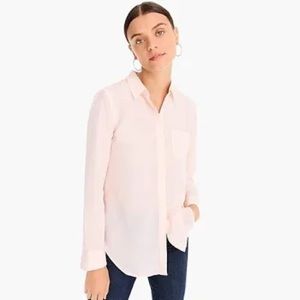 Silk light pink button up with tags on, size 8